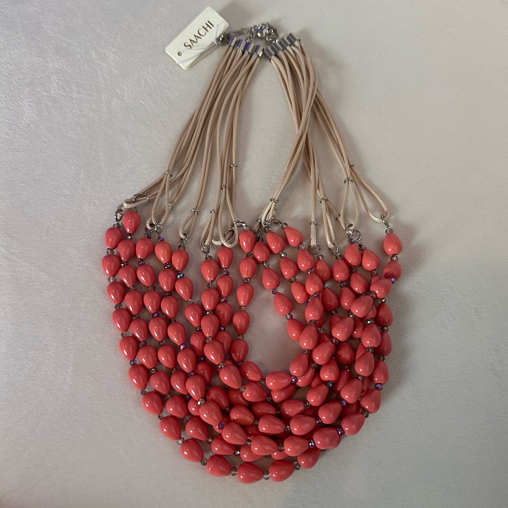 Saachi Multi Strand Coral Beaded Necklace Handmade Nwt — image 8 of 8